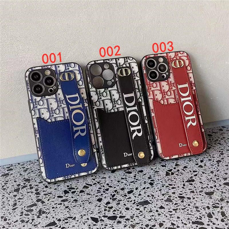 dior風 iphone13ケース ベルト付き おしゃれ iphone13pro/12/11 カードケース 高級感