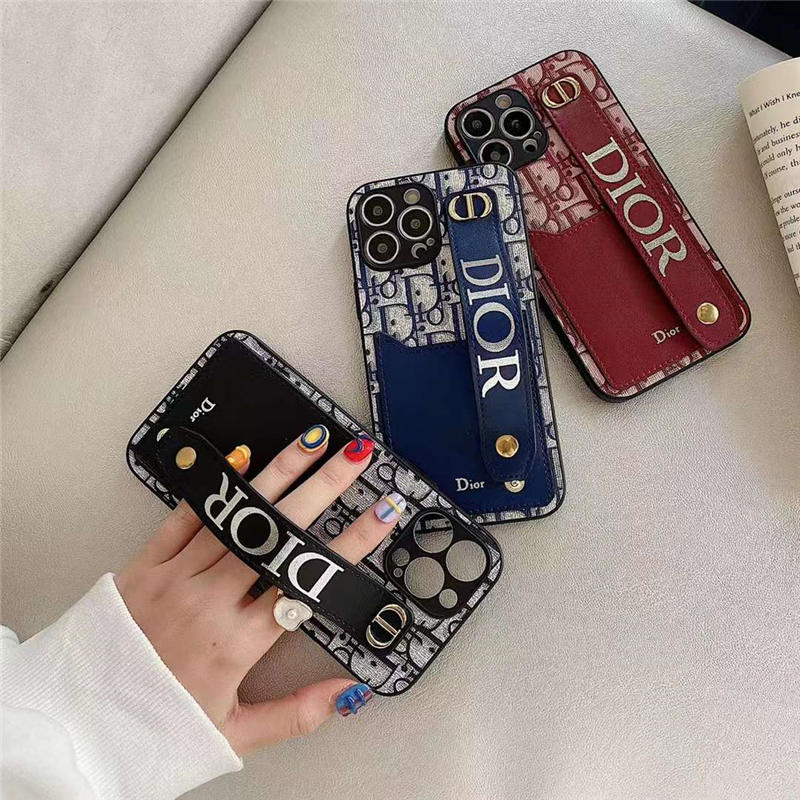 dior風 iphone13ケース ベルト付き おしゃれ iphone13pro/12/11 カード 