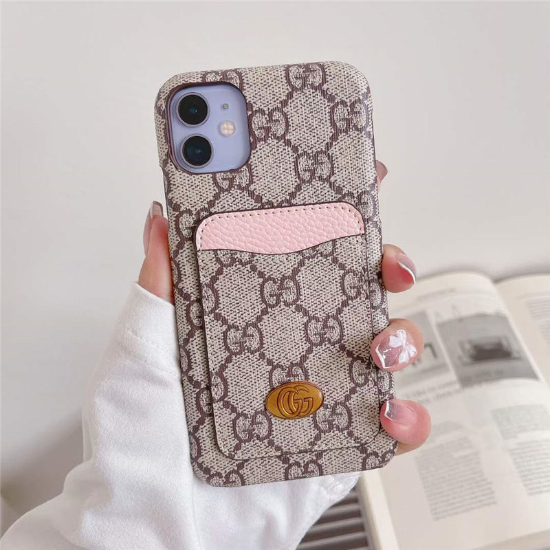 グッチ風 iphone16/16pro スマホケース ic カード 背面 iphone14/15 