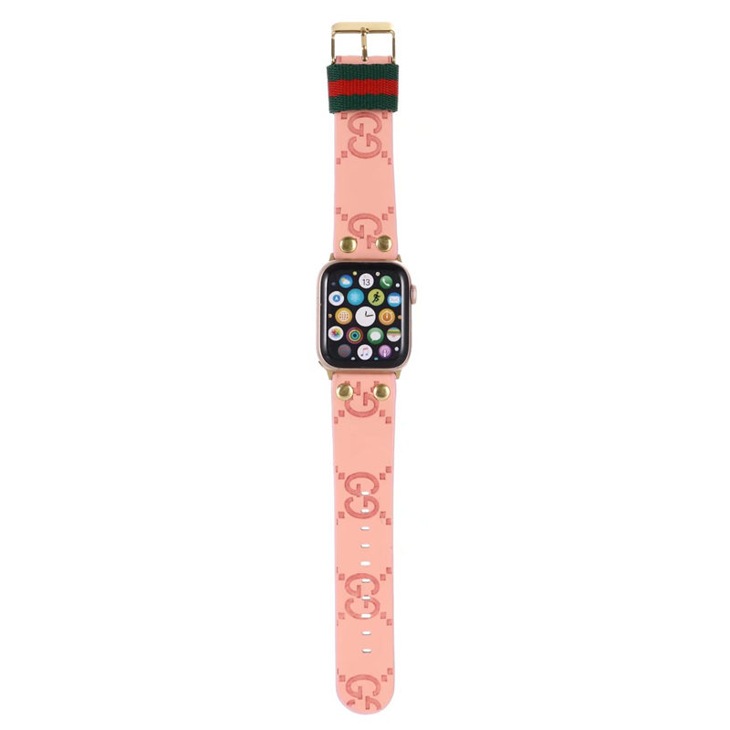 アップル ウォッチ バンド グッチ 38mm/42mm/44mm/49mm apple watch バンド おしゃれ gucci風 時計バンド 交換 革ベルト スマート ウォッチ 替え ベルト リベット付き