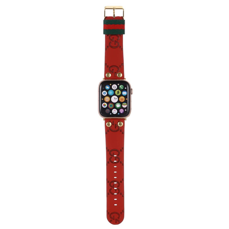 アップル ウォッチ バンド グッチ 38mm/42mm/44mm/49mm apple watch バンド おしゃれ gucci風 時計バンド 交換 革ベルト スマート ウォッチ 替え ベルト リベット付き