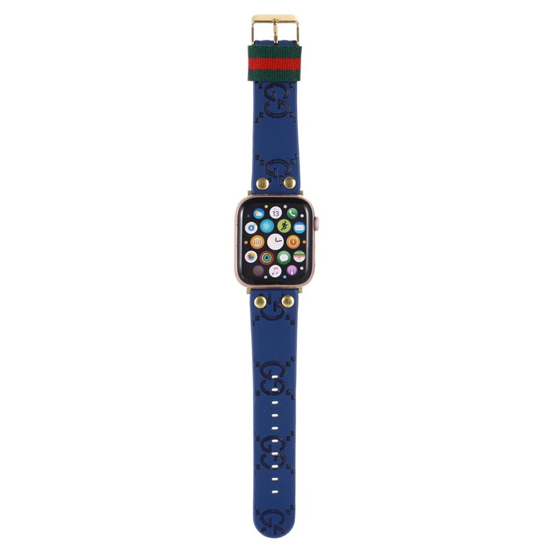 アップル ウォッチ バンド グッチ 38mm/42mm/44mm/49mm apple watch バンド おしゃれ gucci風 時計バンド 交換 革ベルト スマート ウォッチ 替え ベルト リベット付き