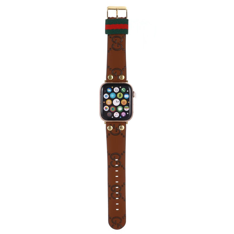 アップル ウォッチ バンド グッチ 38mm/42mm/44mm/49mm apple watch バンド おしゃれ gucci風 時計バンド 交換 革ベルト スマート ウォッチ 替え ベルト リベット付き