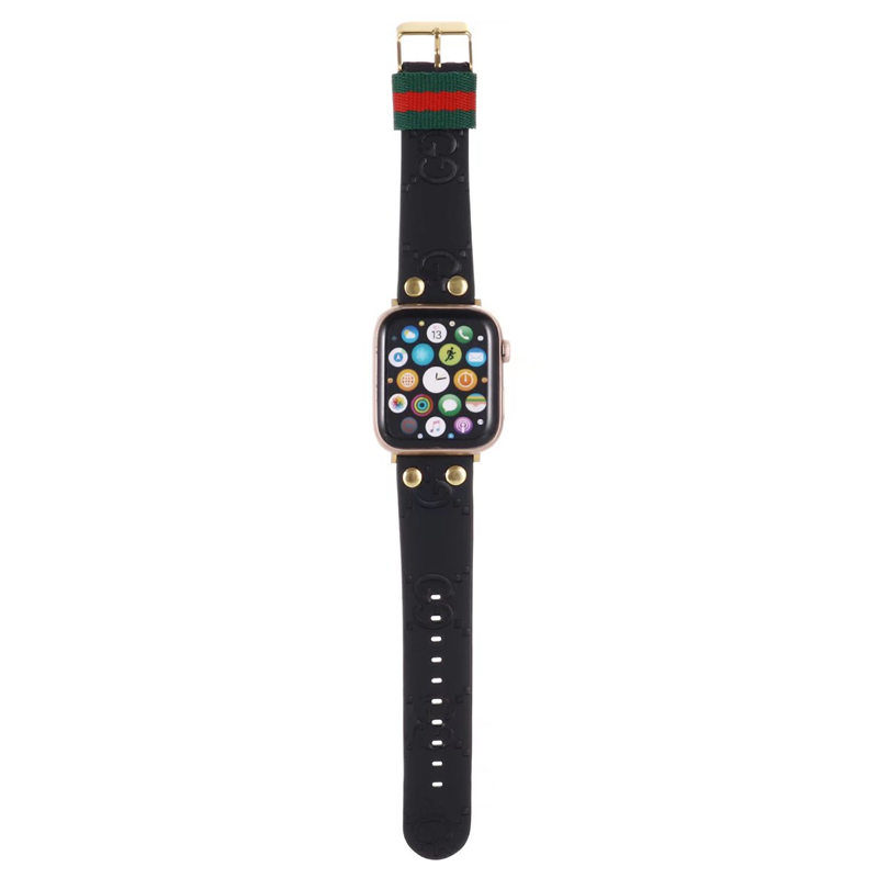 アップル ウォッチ バンド グッチ 38mm/42mm/44mm/49mm apple watch バンド おしゃれ gucci風 時計バンド 交換 革ベルト スマート ウォッチ 替え ベルト リベット付き