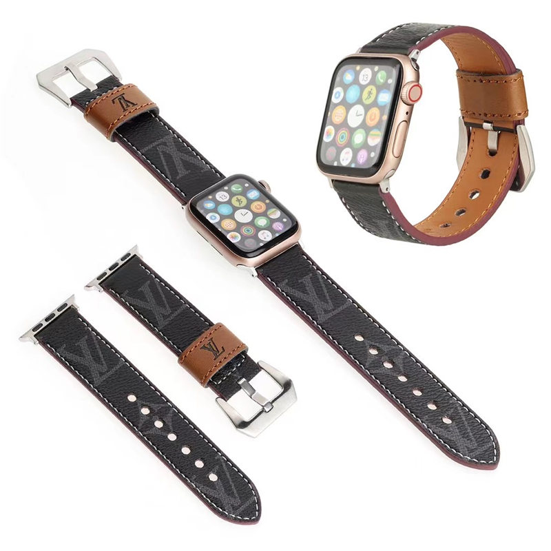 アップル ウォッチ 革 ベルト ブランド メンズ レディース apple watch 6/7/se バンド 高級 ヴィトン風 スマート ウォッチ ベルト 腕時計 ベルト 交換 おすすめ
