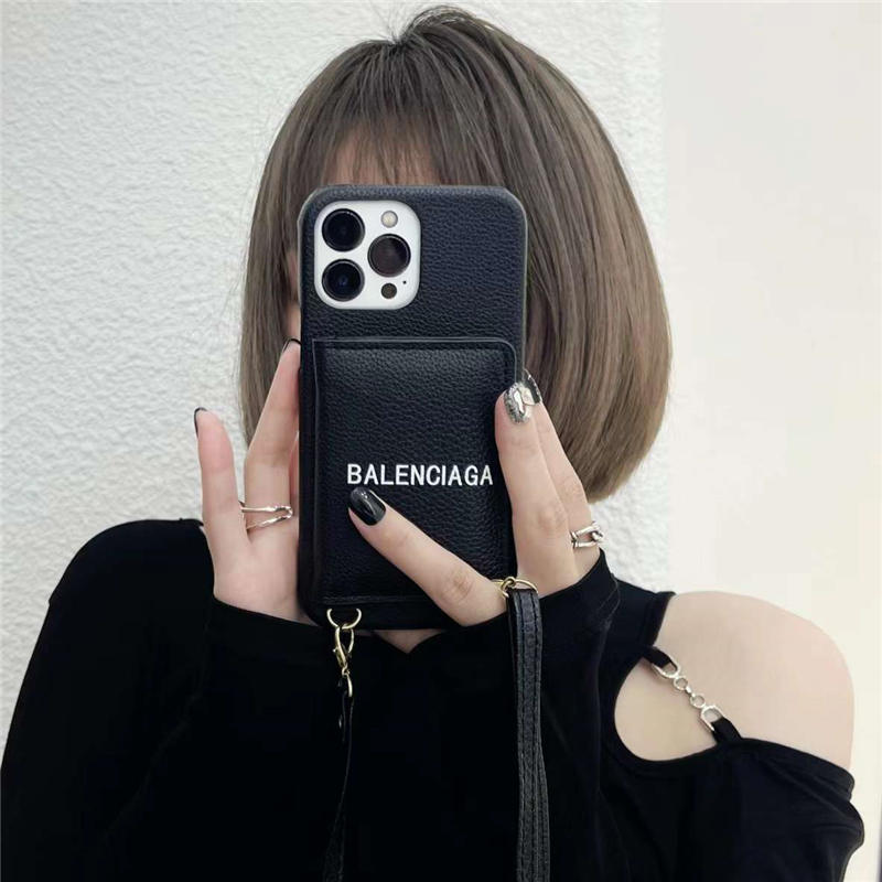 BALENCIAGA BALENCIAGA iphone ケース Piercing Phone Case in Black