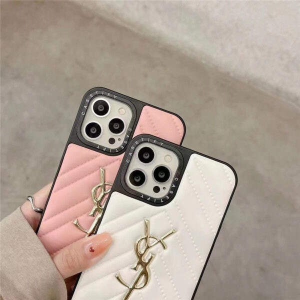 サン ローラン iphone15/15pro ケース 革 ysl iphone14promaxケース casetify アイフォンケース13/12pro お揃い iphone ケース キルティング