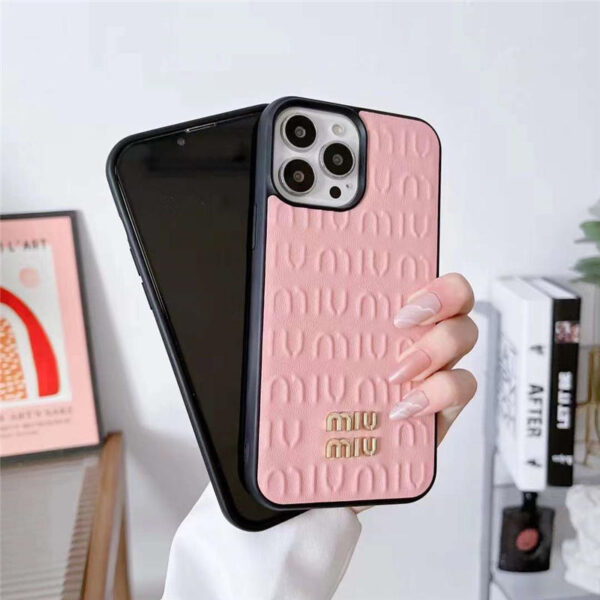 miumiu iphone16pro/16promaxケース 15/15pro 革 ミュウミュウ iphone14pro/14pro max ケース 珍しい 可愛い アイフォン13プロ ケース お揃い - 画像 (6)