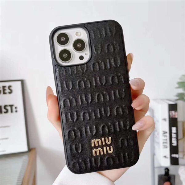 miumiu iphone16pro/16promaxケース 15/15pro 革 ミュウミュウ iphone14pro/14pro max ケース 珍しい 可愛い アイフォン13プロ ケース お揃い - 画像 (2)