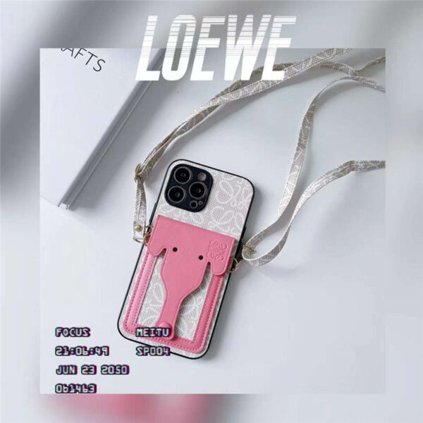 ロエベ iphone ケース 象 loewe iphone13 ショルダー ケース ブランド 偽物 iphone13pro/12/12promax ケース カード収納 かわいい