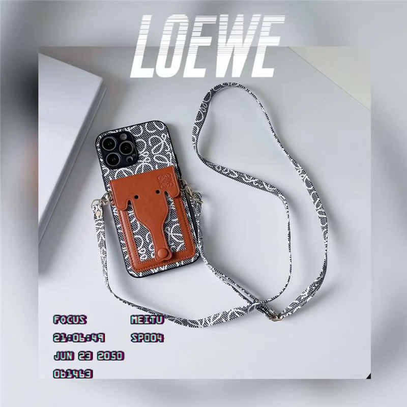ロエベ iphone ケース 象 loewe iphone13 ショルダー ケース ブランド 偽物 iphone13pro/12/12promax ケース カード収納 かわいい