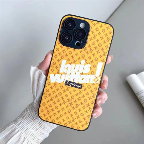 ルイヴィトン シュプリーム iphone14proケース ブランド iphone14/13/12ケース モノグラム supreme ヴィトン iphone11promax ケース イエロー おしゃれ