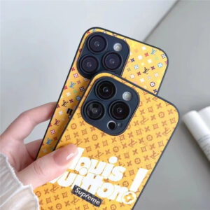 ルイヴィトン シュプリーム iphone14proケース ブランド iphone14/13/12ケース モノグラム supreme ヴィトン iphone11promax ケース イエロー おしゃれ