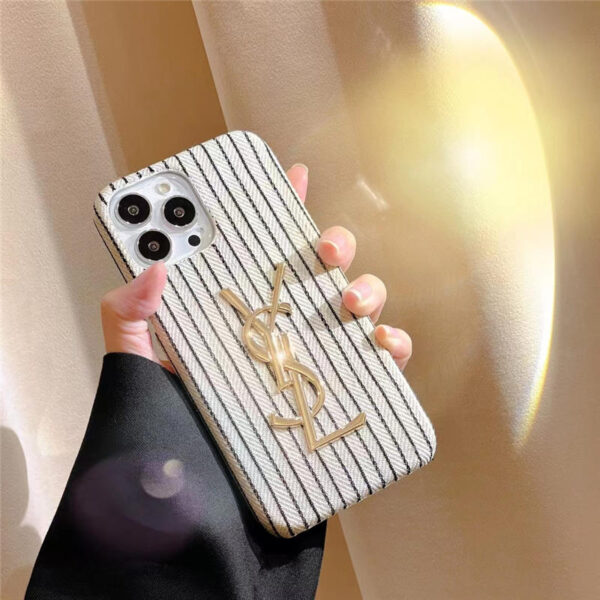 iphone15ケース サン ローラン スマホケース iphone14/14pro 縦縞ストライブ YSLロゴ iphone13 ケース シンプル iphoneケース メンズ レディース - 画像 (2)