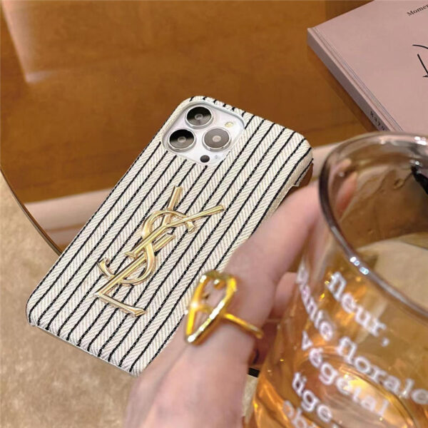 iphone15ケース サン ローラン スマホケース iphone14/14pro 縦縞ストライブ YSLロゴ iphone13 ケース シンプル iphoneケース メンズ レディース - 画像 (5)