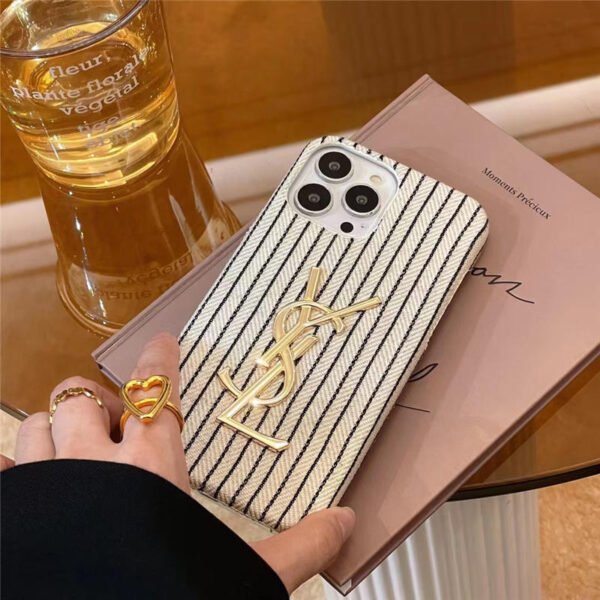 iphone15ケース サン ローラン スマホケース iphone14/14pro 縦縞ストライブ YSLロゴ iphone13 ケース シンプル iphoneケース メンズ レディース - 画像 (4)