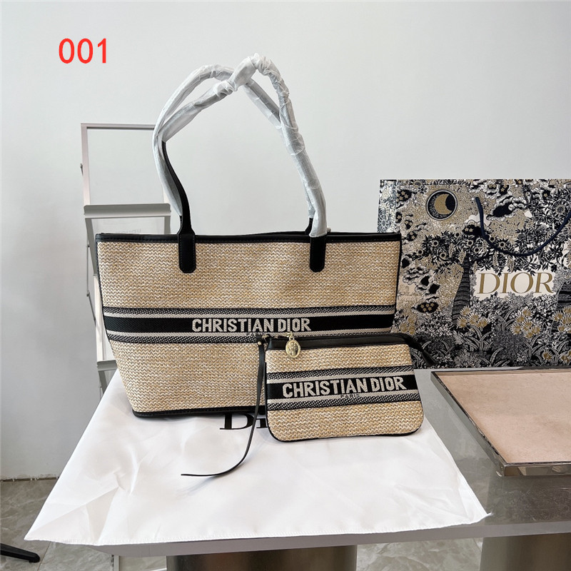 ディオール トート バッグ 編み風 dior ストローバッグ ポーチ付き  