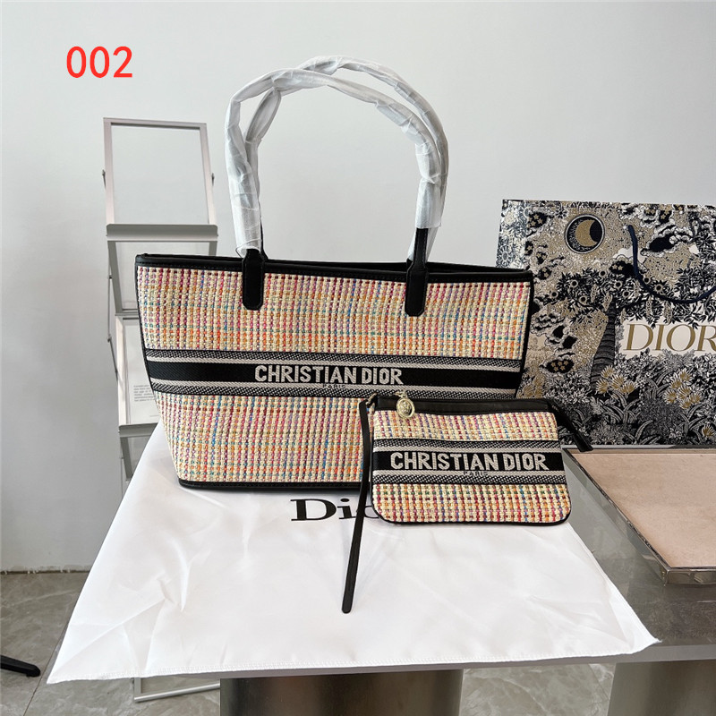 ディオール トート バッグ 編み風 dior ストローバッグ ポーチ付き  