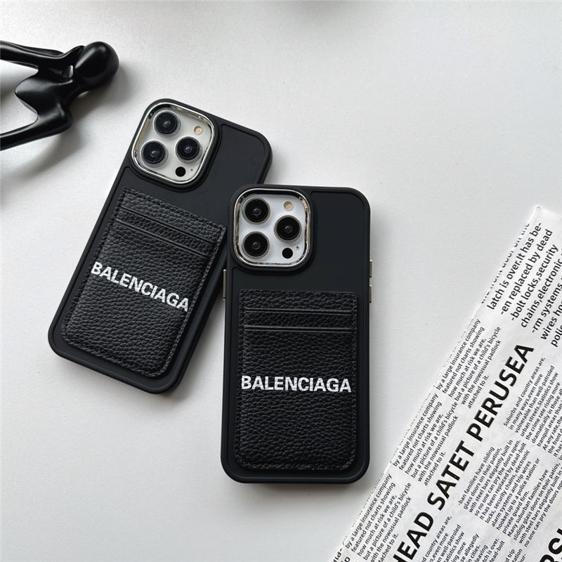 バレンシアガ iPhoneケース 14/14pro カード収納 balenciaga iphone13promax/13 ケース ブランド メンズ iphone 黒 に 合う ケース iphone12/11 携帯カバー