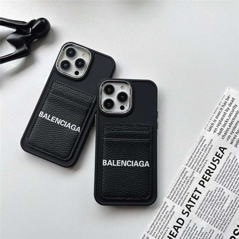 iphone15/15pro ケース バレンシアガ iPhone14/14pro ケース カード収納 balenciaga iphone13promax/13 ケース ブランド メンズ iphone 黒 に 合う ケース iphone12/11 携帯カバー