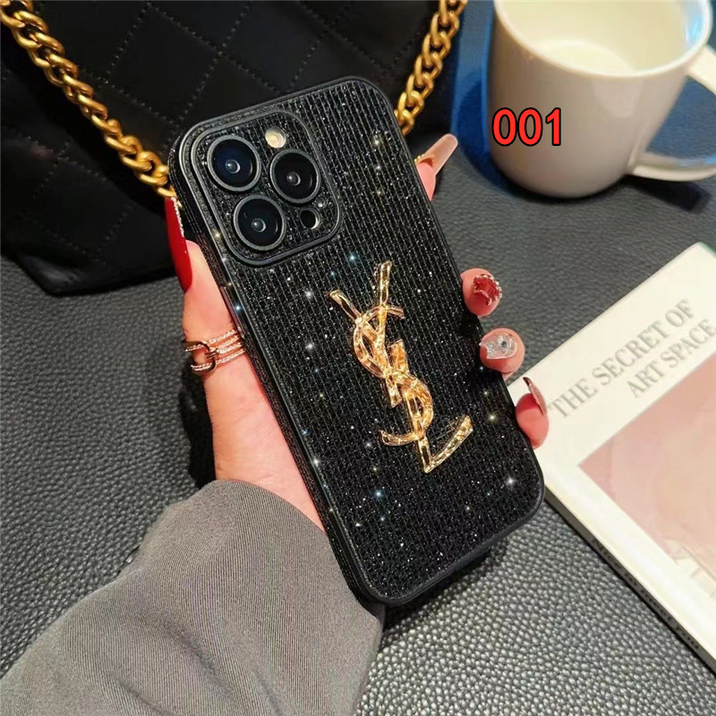 YSL iphone15/15pro ケース キラキラ サン ローラン iphone14/14pro ケース おしゃれ iphone13/12 ケース ブランド レディース iphone ケース 韓国 流行り