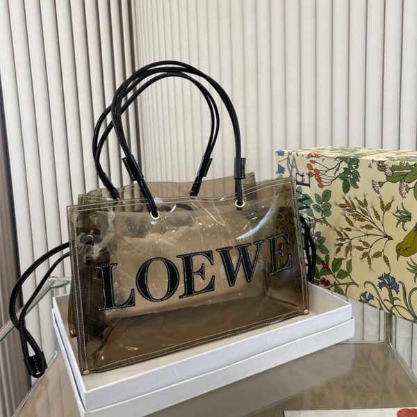 夏 バッグ ロエベ ビニール トートバッグ 透明バッグ おしゃれ ポーチ付き LOEWE カバン 肩掛け a4 バッグ レディース メンズ