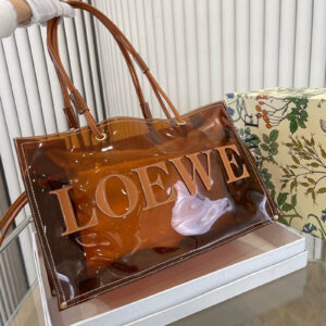 夏 バッグ ロエベ ビニール トートバッグ 透明バッグ おしゃれ ポーチ付き LOEWE カバン 肩掛け a4 バッグ レディース メンズ