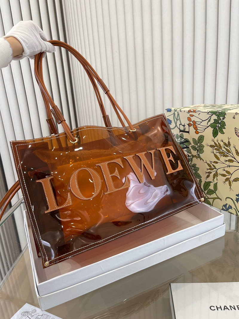 夏 バッグ ロエベ ビニール トートバッグ 透明バッグ おしゃれ ポーチ付き LOEWE カバン 肩掛け