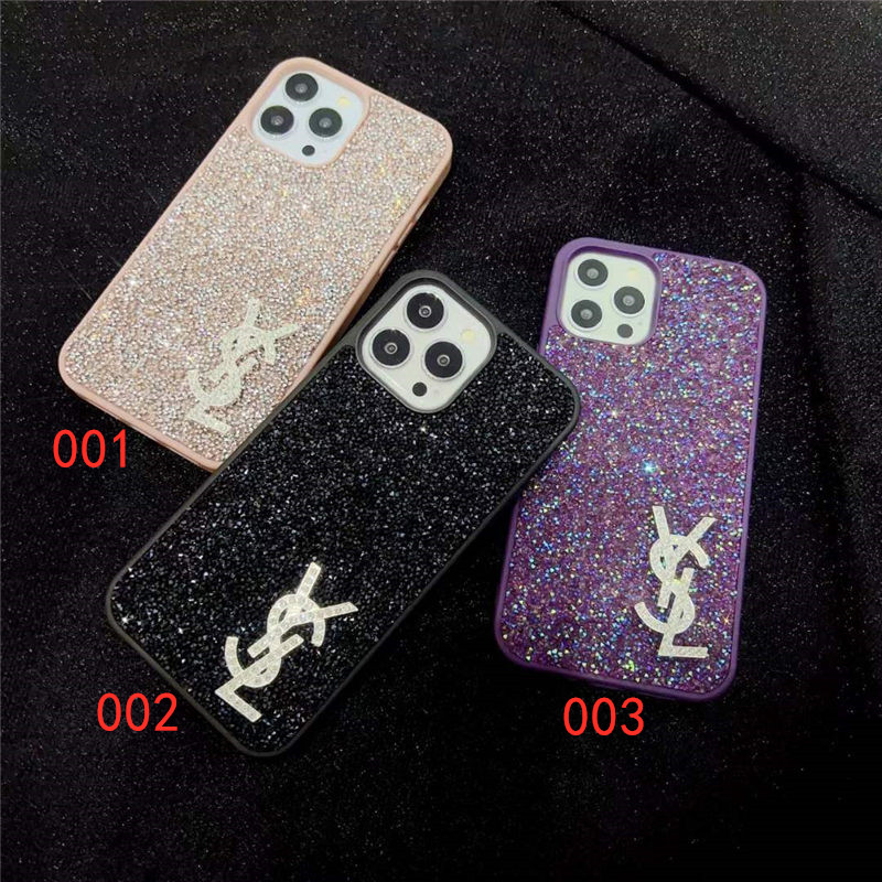 YSL iphone15/15pro ケース キラキラ サン ローラン iphone14/14pro ケース おしゃれ iphone13/12 ケース ブランド レディース iphone ケース 韓国 流行り