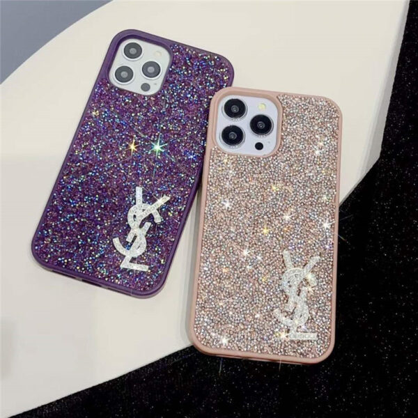 YSL iphone15/15pro ケース キラキラ サン ローラン iphone14/14pro ケース おしゃれ iphone13/12 ケース ブランド レディース iphone ケース 韓国 流行り