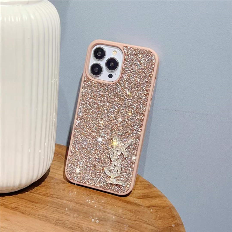 YSL iphone15/15pro ケース キラキラ サン ローラン iphone14/14pro ケース おしゃれ iphone13/12 ケース ブランド レディース iphone ケース 韓国 流行り