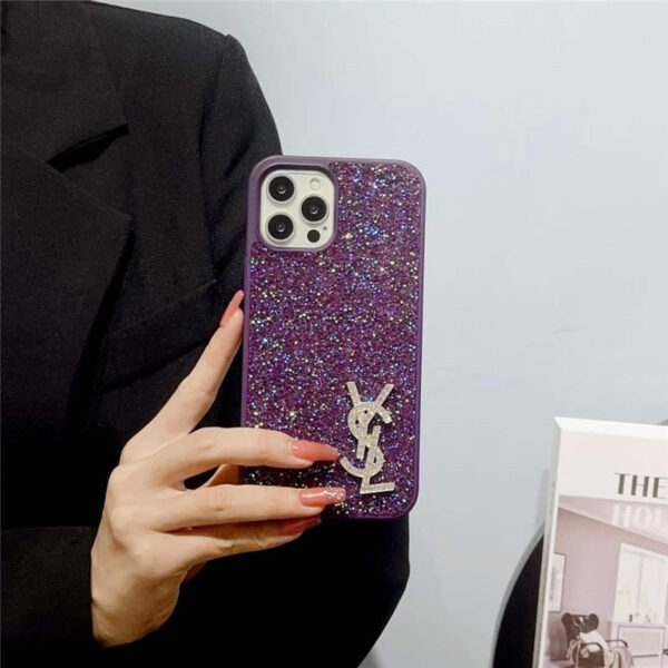 YSL iphone15/15pro ケース キラキラ サン ローラン iphone14/14pro ケース おしゃれ iphone13/12 ケース ブランド レディース iphone ケース 韓国 流行り