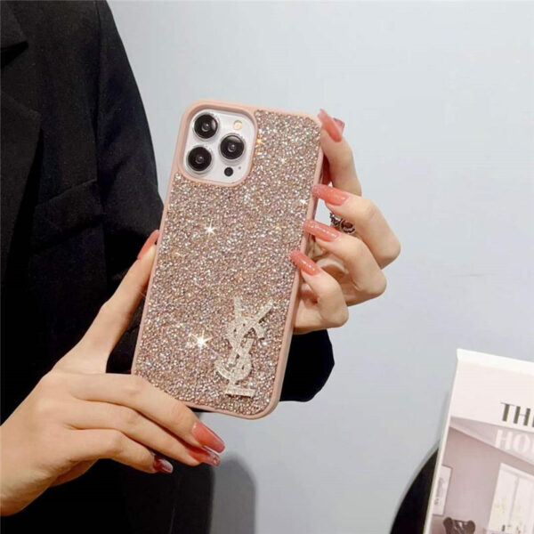 YSL iphone15/15pro ケース キラキラ サン ローラン iphone14/14pro ケース おしゃれ iphone13/12 ケース ブランド レディース iphone ケース 韓国 流行り