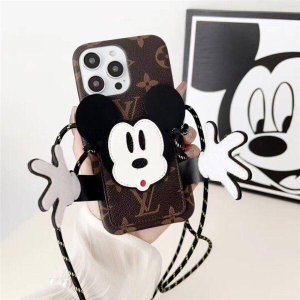 ヴィトン スマホ ショルダー 大人 かわいい LV ミッキー iphone15/15pro ケース カート収納 iphone14 ケース キャラクター iphone13promax/12pro カバー ミニオン