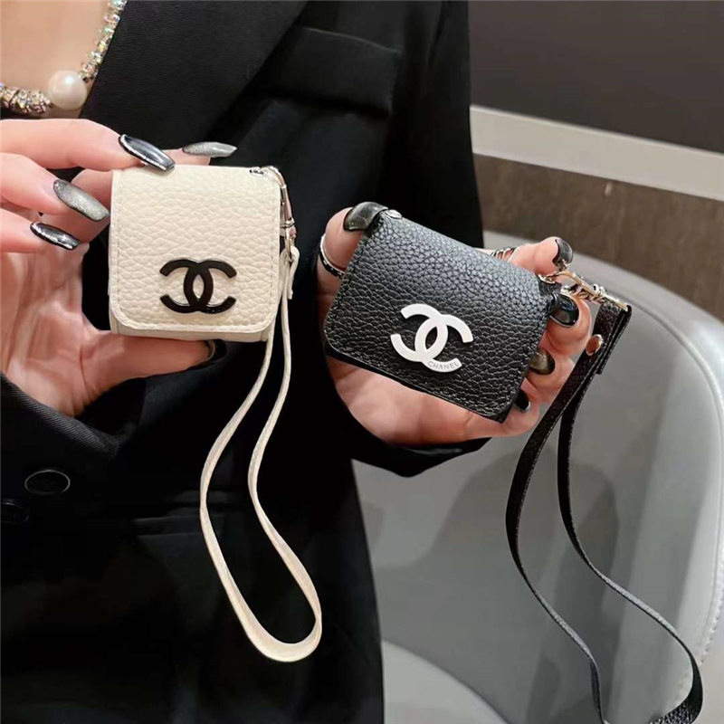 chanel airpods ケース 第 三 世代 革 airpods pro1/2 ケース ハイ ブランド エア ポッズ ケース シャネル風 ワイヤレス イヤホン ケース ストラップ付き