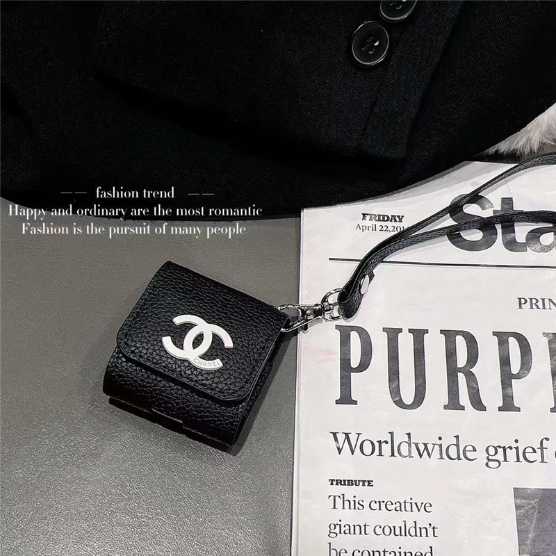 chanel airpods ケース 第 三 世代 革 airpods pro1/2 ケース ハイ ブランド エア ポッズ ケース シャネル風 ワイヤレス イヤホン ケース ストラップ付き