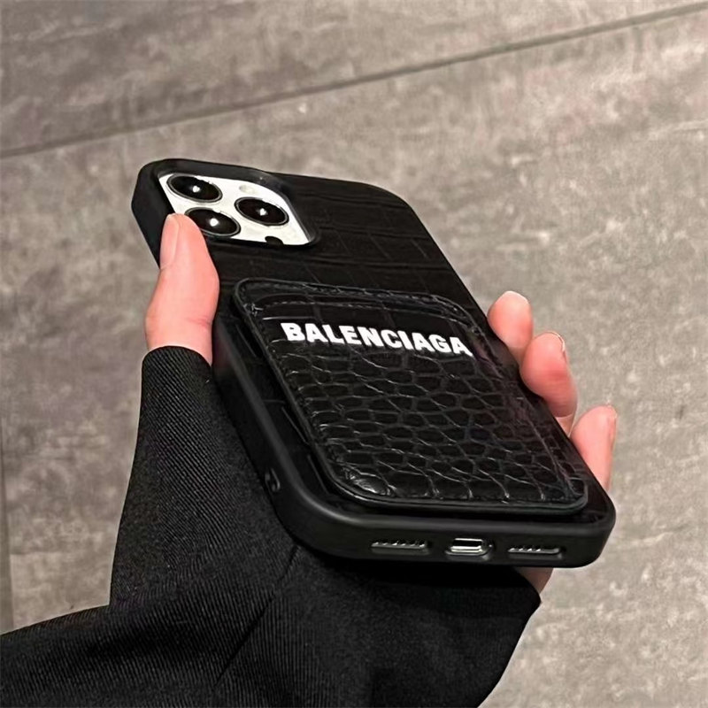 balenciaga iphone15 ケース クロコダイル柄 バレンシアガ 携帯ケース iphone15pro/14pro カード 収納 おしゃれ アイフォン13/12 カバー お揃い