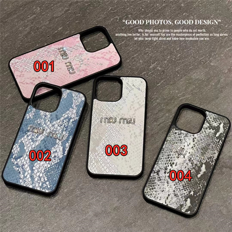 miu miu スマホケース iphone16/16pro/15pro 女子 ヘビ柄 ミュウミュウ 