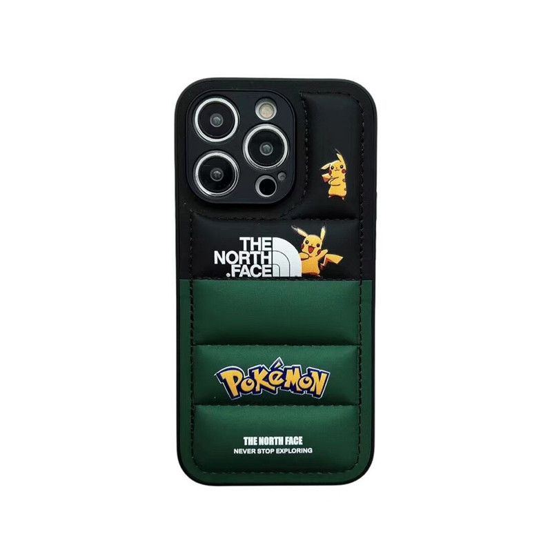 ノースフェイス ポケモン iphone15/15pro ケース ダウンジャケット
