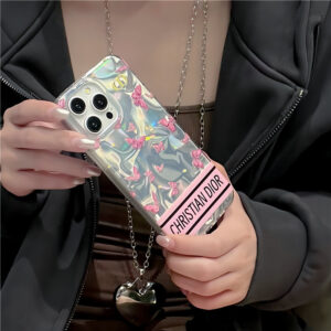 dior iphone15/15pro ケース 蝶々 スマホケース 韓国 iphone14pro/13/12 ケース 人気ブランド 女子 iphone ケース ピンク iphone14 ケース オーロラ