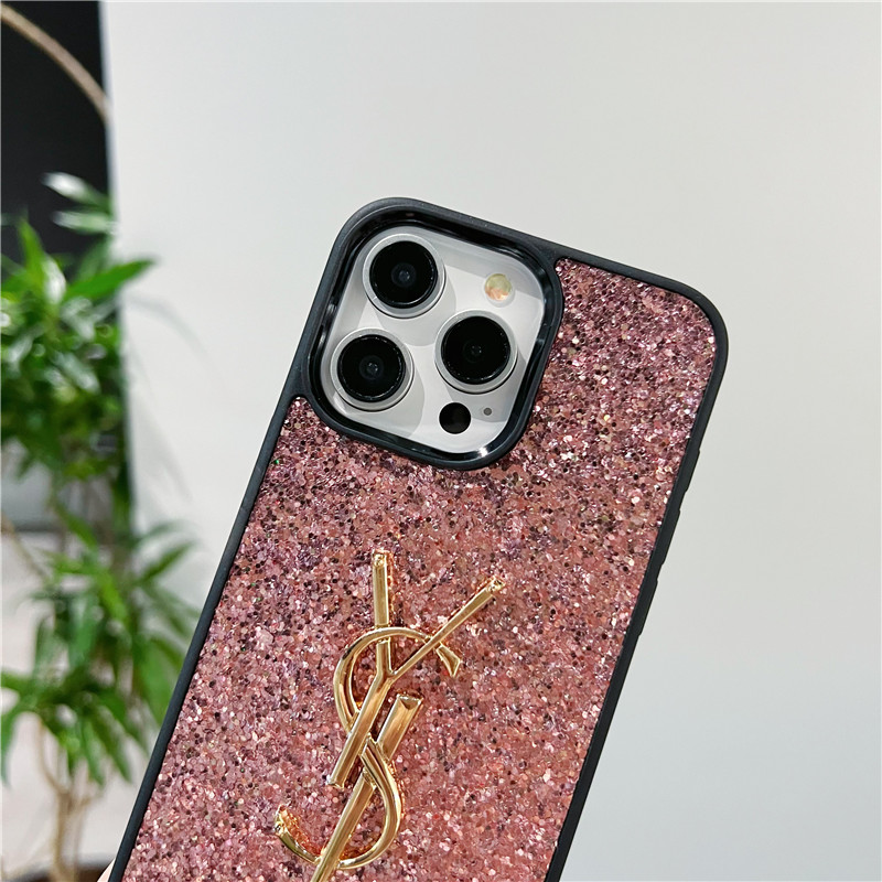 キラキラ の iphone16 ケース サン ローラン スマホ ケース iphone15pro/15 ショルダー iphone14promax/13pro ケース 人気 女子 iphone12 ケース ラメ