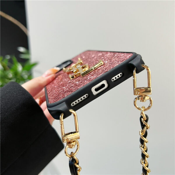 キラキラ の iphone16 ケース サン ローラン スマホ ケース iphone15pro/15 ショルダー iphone14promax/13pro ケース 人気 女子 iphone12 ケース ラメ - 画像 (7)