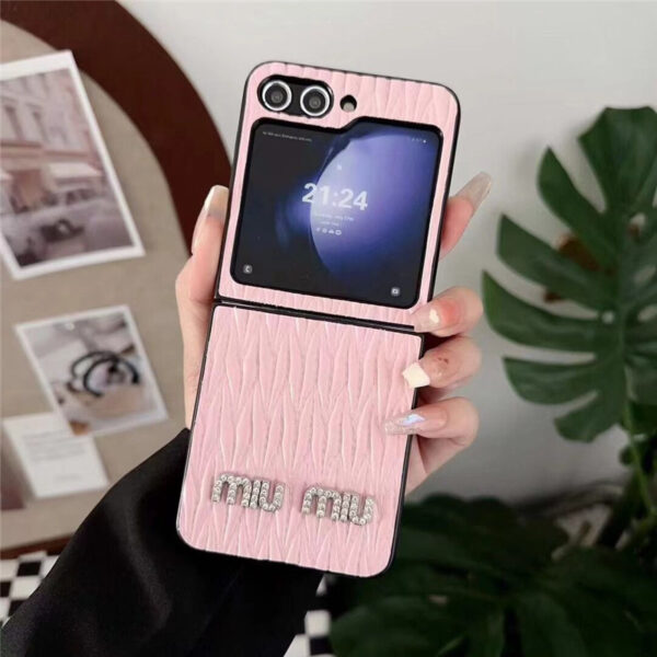 ミュウミュウ galaxy z flip4 ケース ハイ ブランド ギャラクシー 折りたたみ ケース miumiu galaxy z flip3/z flip5 ケース スマホケース ショルダー galaxy - 画像 (4)