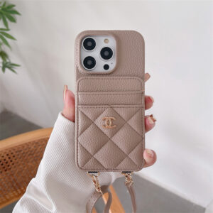 アイフォン17/17pro ケース シャネル iphone16/16pro ショルダーケース カード 入れ 付き chanelパロディ iphone15promax ケース ブランド レディース アイフォン14/13 ケース レザー 高級 - 004