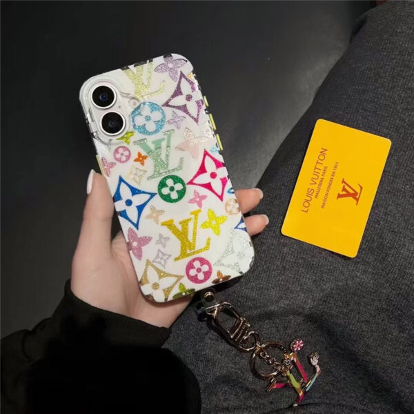 ルイヴィトン iphone16pro/16promax ケース 可愛い チャーム付き カラフル スマホケース iphone15/15pro ケース 人気 女子 iphone14/13 ケース 海外 人気 - 画像 (3)