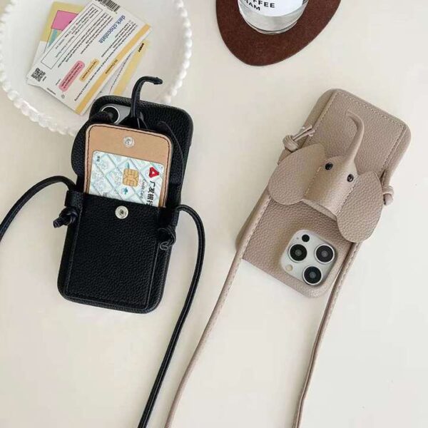ロエベ 象 iphone16/16pro ケース スマホ ショルダー ブランド ロエベ スマホケース 可愛い 韓国 loewe風 iphone15/14 ケース 女子 人気 iphone ケース カード 収納 - 画像 (2)