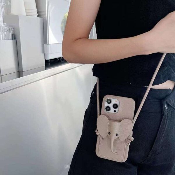 ロエベ 象 iphone16/16pro ケース スマホ ショルダー ブランド ロエベ スマホケース 可愛い 韓国 loewe風 iphone15/14 ケース 女子 人気 iphone ケース カード 収納 - 画像 (4)