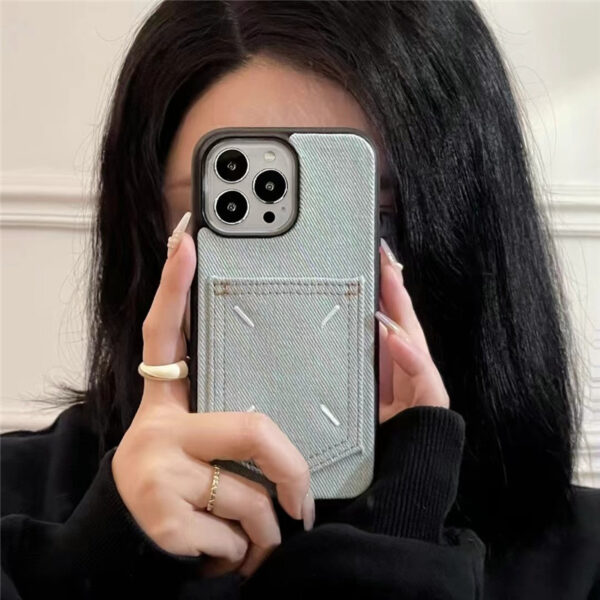 マルジェラ iphone17/17pro ケース カード収納 背面 iphone16pro/16promax ケース デニム maison margiela iphone15/14 ケース 流行り スマホケース 韓国 - 画像 (2)