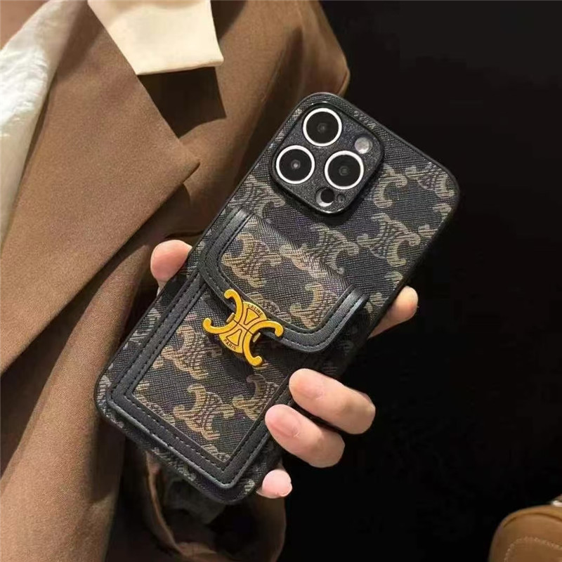 セリーヌ iphone17/17pro ケース カード収納 celine iphone17promax ケース 韓国 かわいい iphone16/16pro ケース ハイブランド iphone15/14 ケース 背面収納 おしゃれ