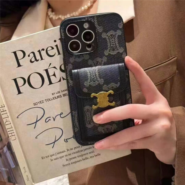 セリーヌ iphone17/17pro ケース カード収納 celine iphone17promax ケース 韓国 かわいい iphone16/16pro ケース ハイブランド iphone15/14 ケース 背面収納 おしゃれ - 画像 (3)